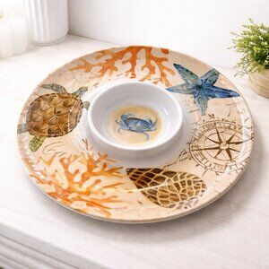 Coastal Nautical chip and dip Melamine platter serving tray